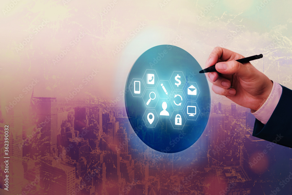 Poster information digital technology network connection infographic elements icon
