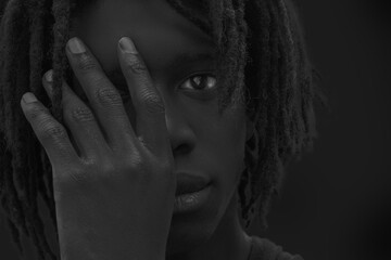 A portrait on black background