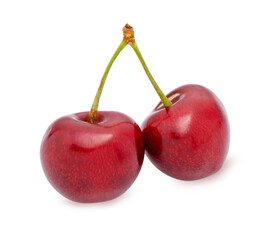 ripe sweet cherries isolated on white background