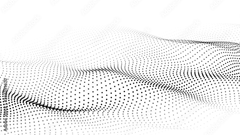 Poster vector wave of dark particles on white background. technology backdrop. pattern for presentations. v