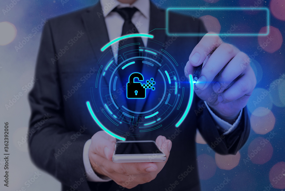 Poster graphics padlock for web data information security application system