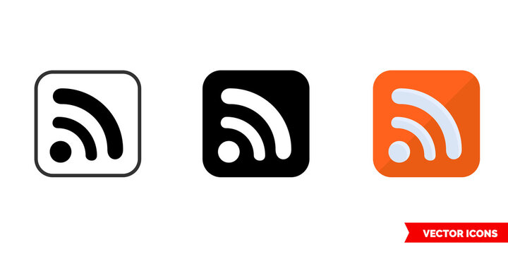 RSS icon of 3 types. Isolated vector sign symbol.