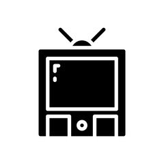 glyph style icon of tv isolated on white background. EPS 10 