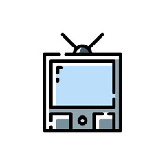 filled line style icon of tv isolated on white background. EPS 10 