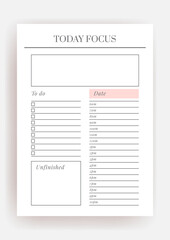 Planner sheet vector. Printable vertical notebook page