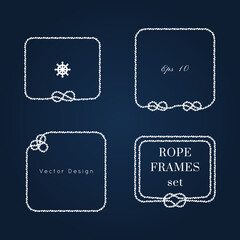 Nautical vector frame. Rope knot border design