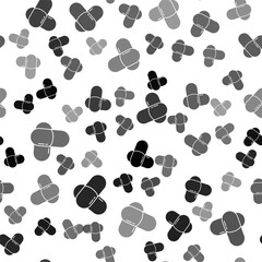 Fototapeta premium Black Sports nutrition bodybuilding proteine power drink and food icon isolated seamless pattern on white background. Vector.