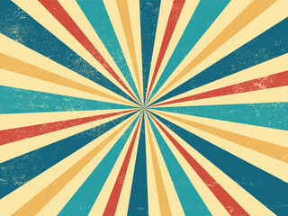 Vintage ray retro burst background. Colorful grunge sunburst vector illustration.  © Roni