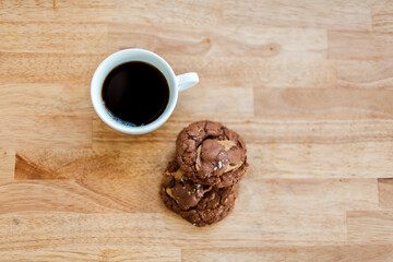 Obraz na płótnie Canvas Stacked Cookies and Coffee