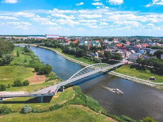 Aerial view over the city of Wronki, Poland - obrazy, fototapety, plakaty