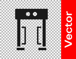 Black Metal detector icon isolated on transparent background. Airport security guard on metal detector check point. Vector.