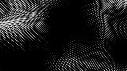 Dot white black wave technology texture background. Abstract big data digital concept. 3d rendering.