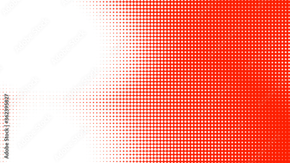 Poster dots halftone red white color pattern gradient texture with technology digital background. dots pop 