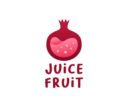 Pomegranate fruit with juice inside, logo design. Fruit, food and drink, vector design and illustration