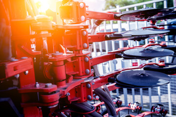 Modern agricultural machinery and equipment. Industrial details.