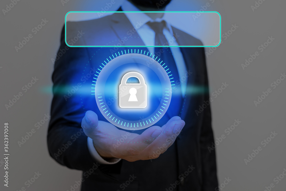 Poster graphics padlock for web data information security application system