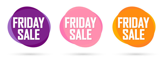 Set Friday Sale bubble banners design template, discount tags, app icons, vector illustration