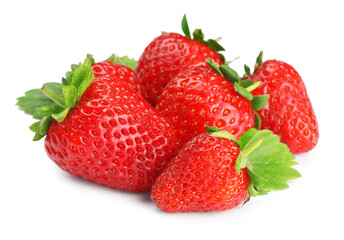 Fresh ripe red strawberries isolated on white