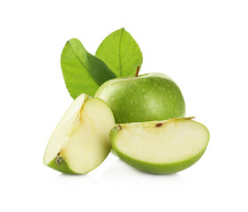 Fresh juicy green apples isolated on white