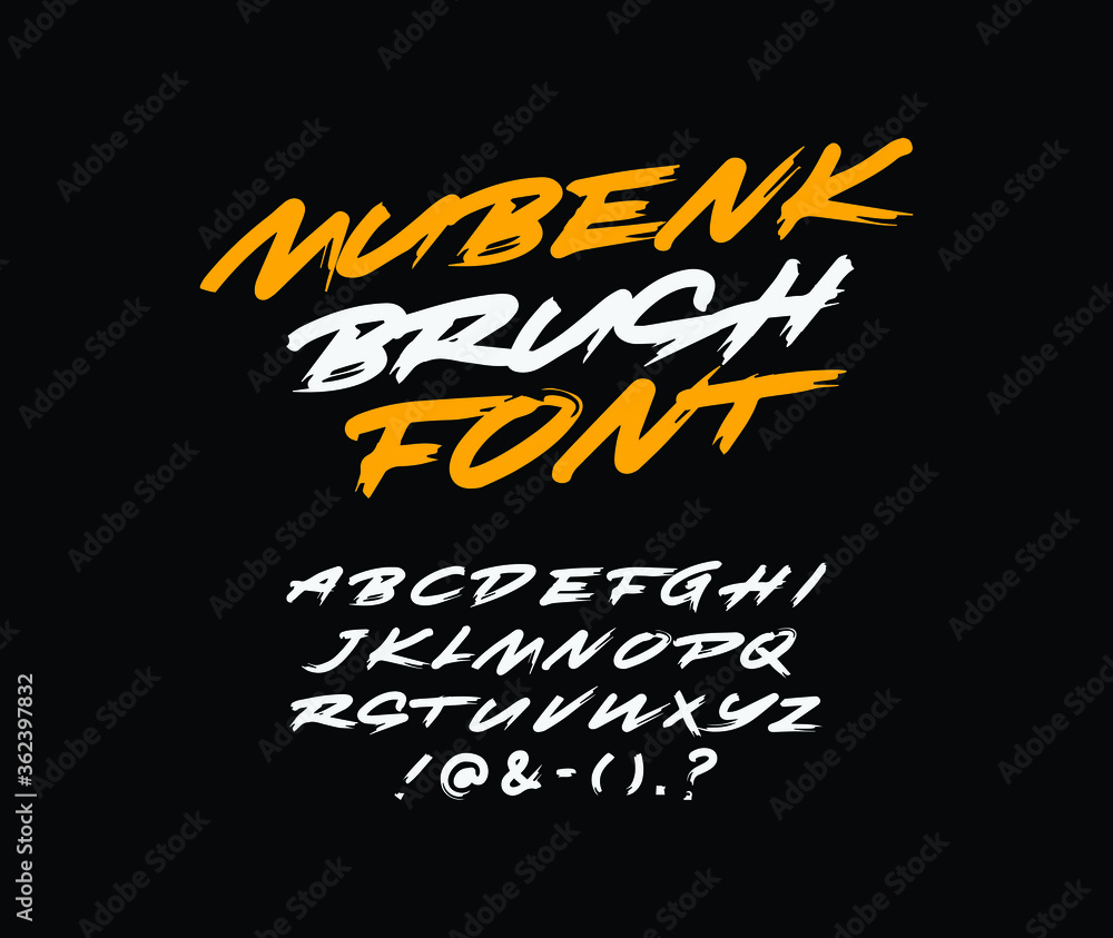 Poster abstract alphabet with numbers and symbols. vector brush font letter isolated on white background.