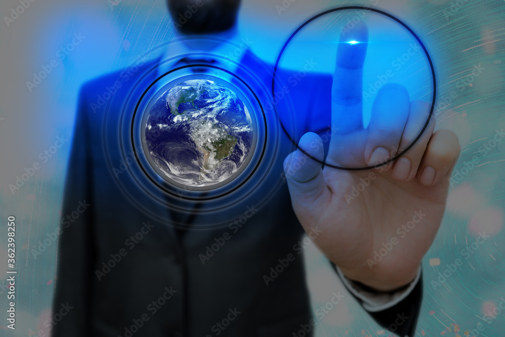 Poster futuristic icons distant solar system showing global technology networks. elements of this image fur