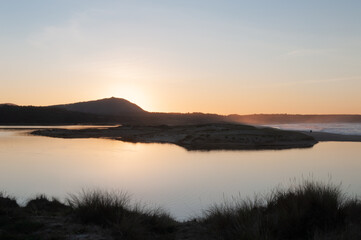 Winter sunset at Valdovinho lake on the left side