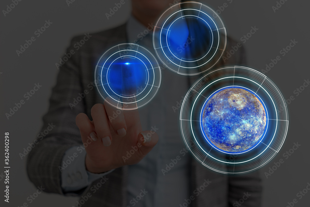 Poster digital image of distant solar system showing global technology networks. elements of this image fur