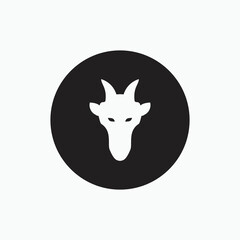 face goat isolated on black circle - goat, sheep, lamb logo emblem or button icon silhouette - mammal, animal vector icon 
