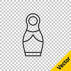 Black line Russian doll matryoshka icon isolated on transparent background. Vector.