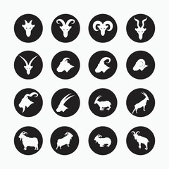 sheep, goat, billy goat, angora goat set icon - mammal, animal vector icon