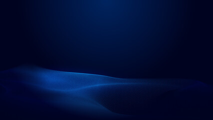 Dot blue wave light screen gradient texture background. Abstract ai technology big data digital background. 3d rendering.