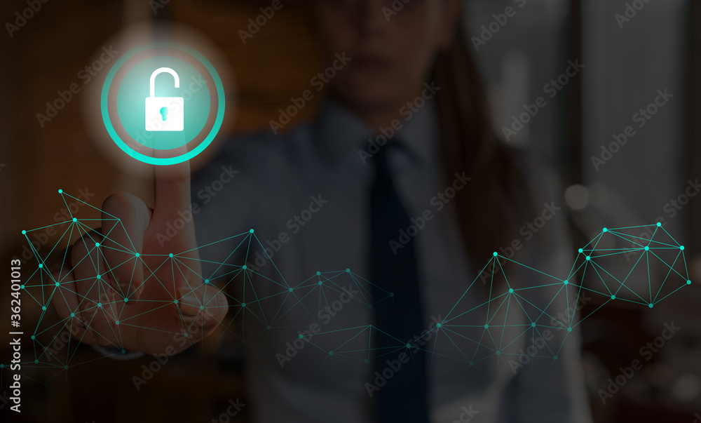 Poster graphics padlock for web data information security application system