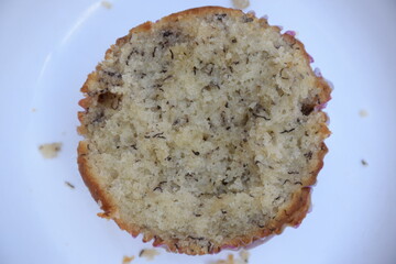 Banana cup cake in a cup on a white background