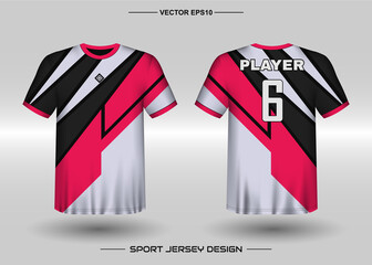 T-shirt sport vector design template, Soccer jersey mockup for football club. uniform front and back view. Clothing Men adult. Can use for printing, branding logo team, squad, match event, tournament