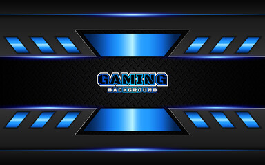 Abstract futuristic black and blue gaming background with modern esport shapes. Vector design template technology concept can use element game banner, sport poster, cyber wallpaper, web, advertising