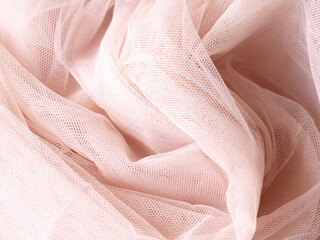 Vintage tulle chiffon fabric texture background. pastel pink wedding concept
