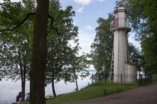 The Lighthouse near the Trees in Park in Petergof