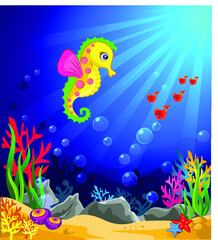 Fototapeta na wymiar underwater scene with sea animals /marine world