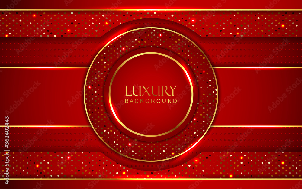Poster red abstract background with paper shapes overlap layers. luxury and modern concept texture with sil