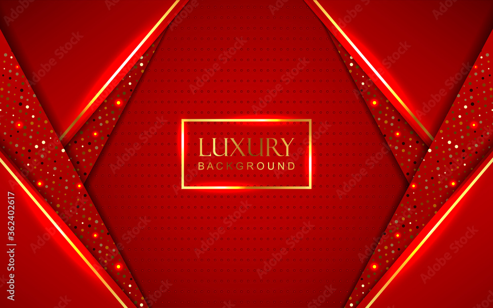Poster red abstract background with paper shapes overlap layers. luxury and modern concept texture with sil
