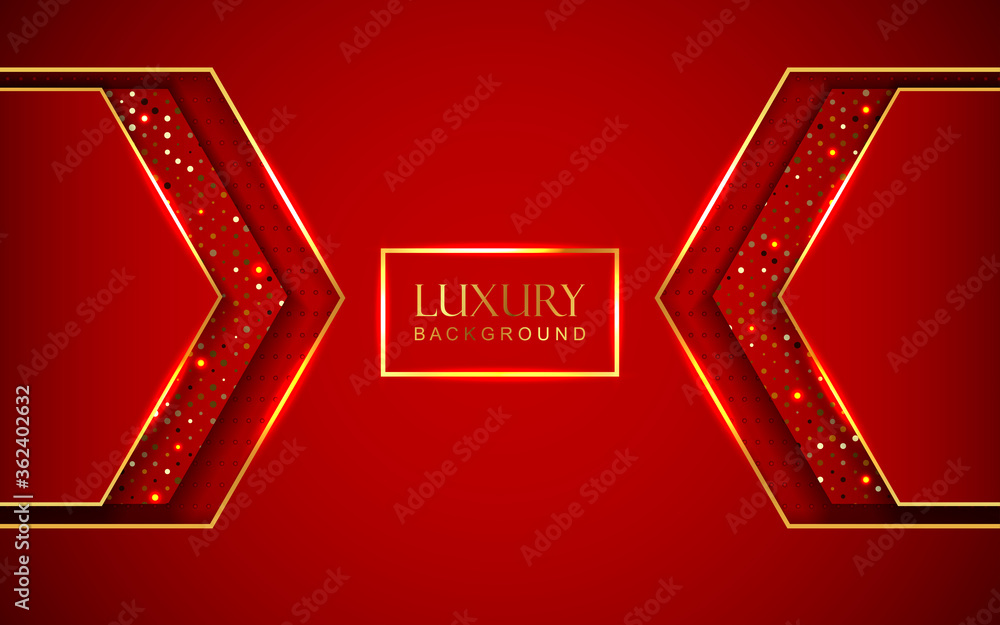 Poster red abstract background with paper shapes overlap layers. luxury and modern concept texture with sil