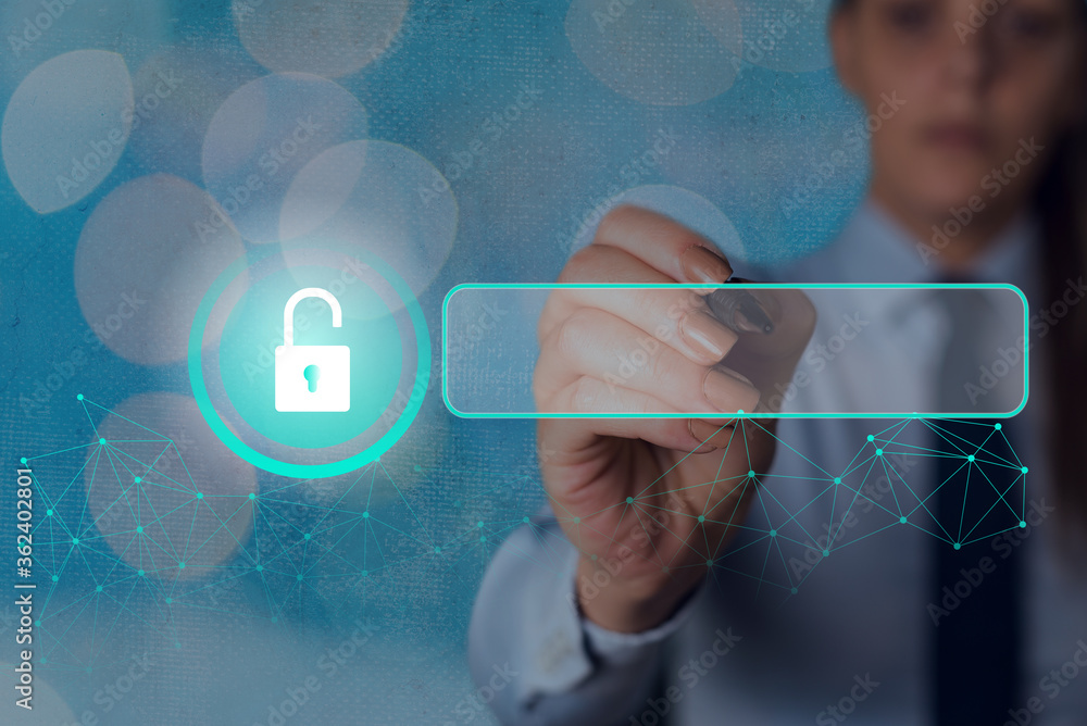 Poster graphics padlock for web data information security application system