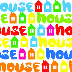 Seamless vector pattern of the word house on a white background.  - 362403213