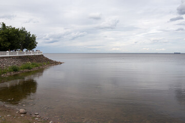 Embankment in Petergof City near the Baltic Sea