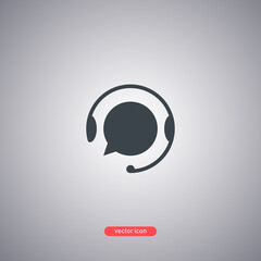Support with speech bubble icon in flat style.