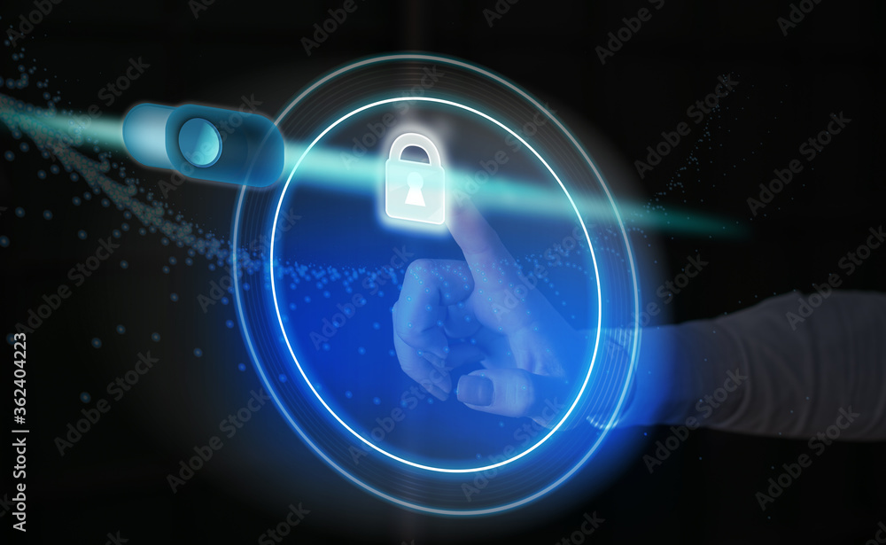 Poster graphics padlock for web data information security application system
