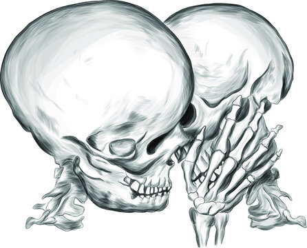 skulls kiss love vector illustration