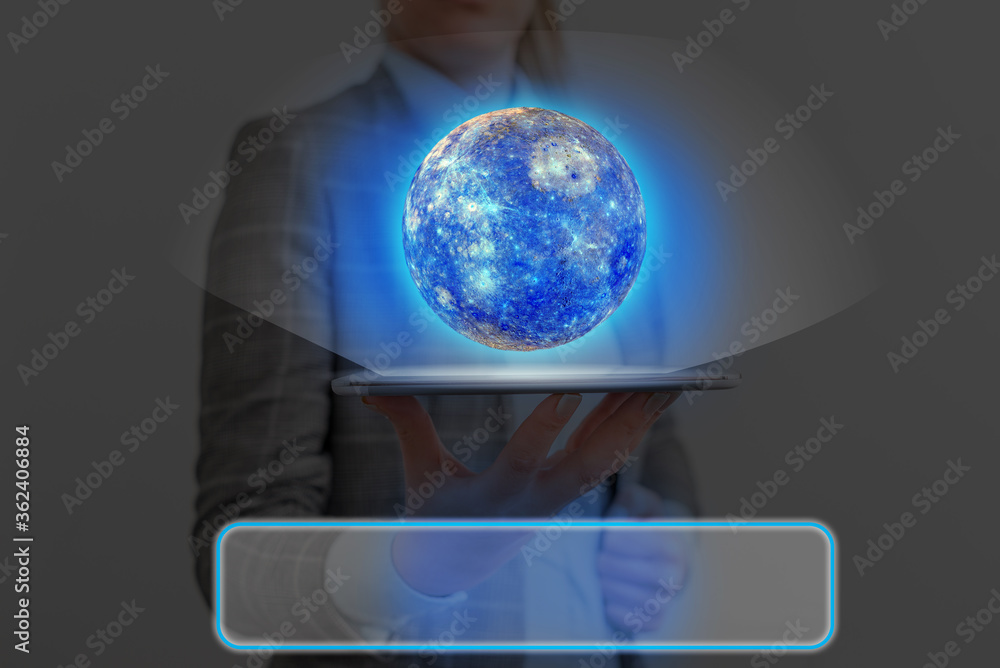Poster digital image of distant solar system showing global technology networks. elements of this image fur