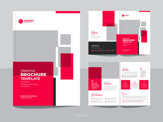 Clean bi fold brochure design template with modern, minimal and abstract design in A4 format.