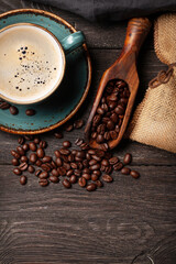 Espresso coffee and roasted coffee beans
